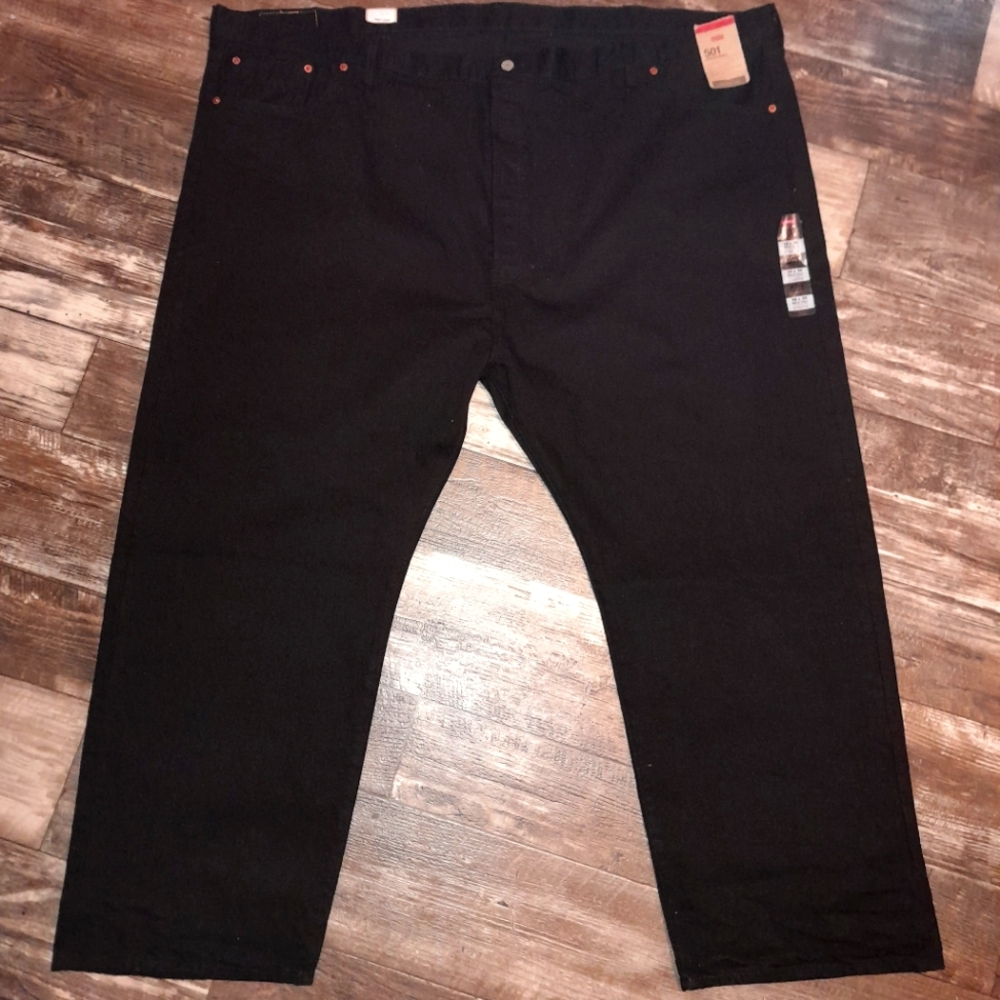 Levi's 501 Jeans Men's 56x30 Irregular Black Button Fly Stretch Straight Leg